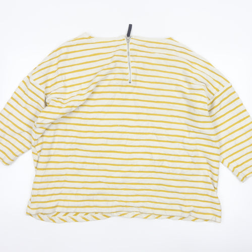Joules Women’s Yellow Striped Cotton Tunic Blouse UK 20