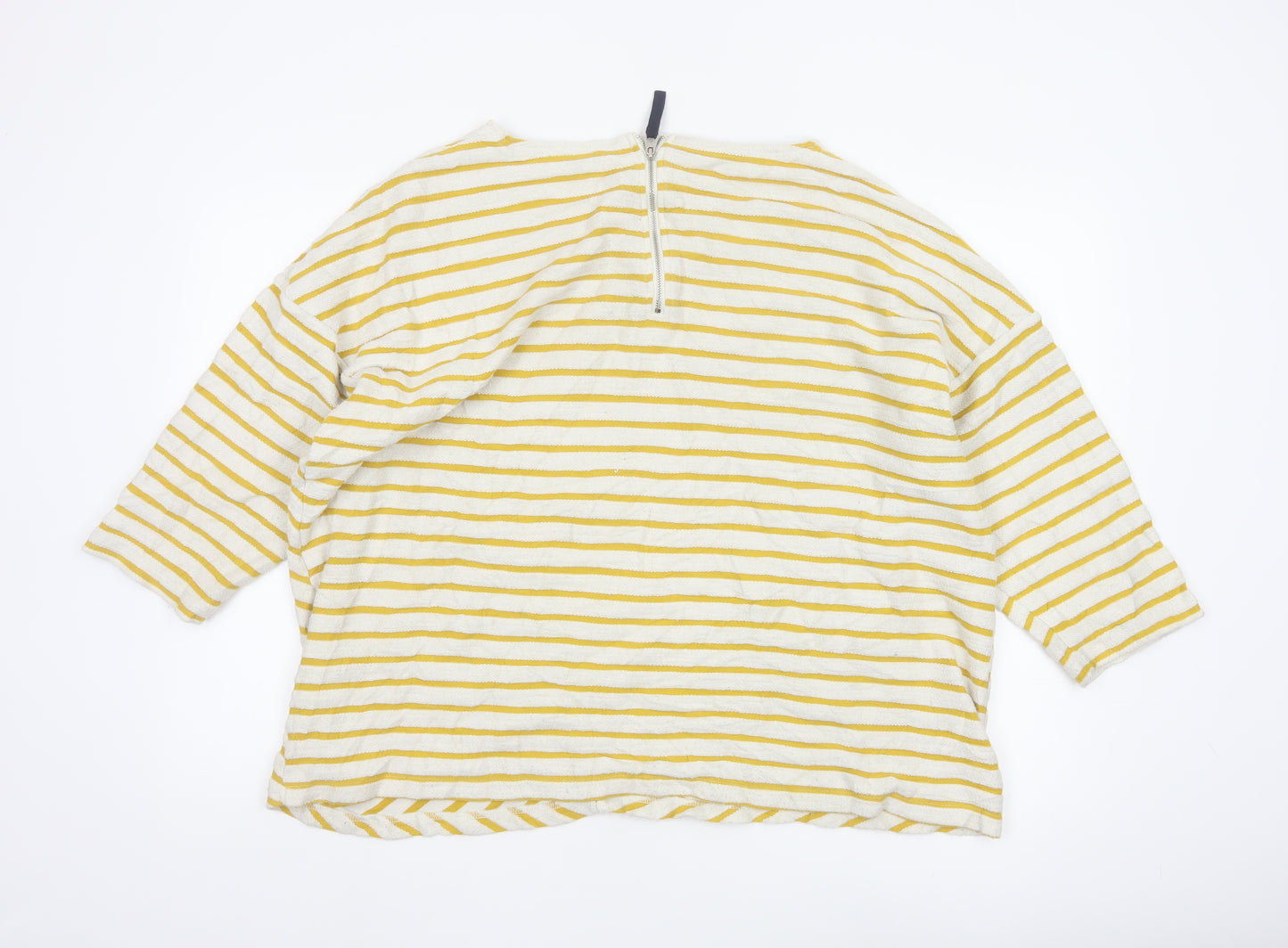Joules Women’s Yellow Striped Cotton Tunic Blouse UK 20