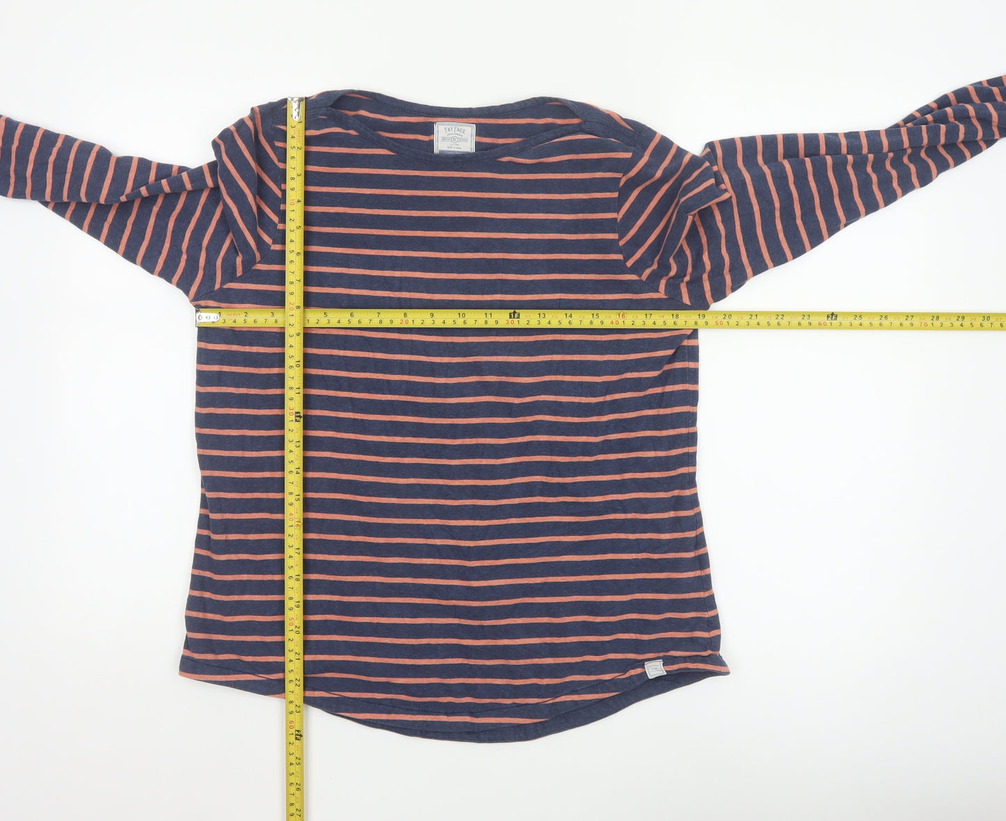 Fat Face Women Blue Striped Long Sleeve Jersey T-Shirt UK 12