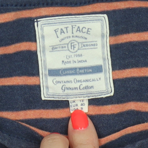 Fat Face Women Blue Striped Long Sleeve Jersey T-Shirt UK 12