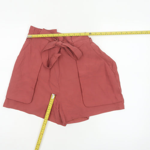 Monki Women Red Size 14 Paperbag Tie Waist Shorts