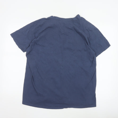 Saltrock Men's Blue Graphic Stripe Cotton T-Shirt Size L Regular Fit