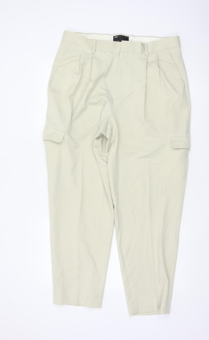 ASOS Women Beige Cargo Chino Trousers Size S High Waist
