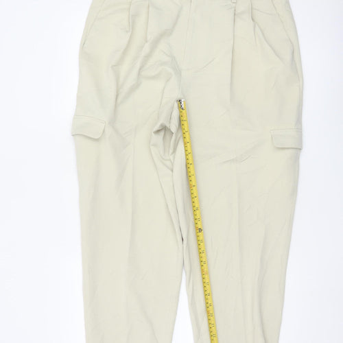 ASOS Women Beige Cargo Chino Trousers Size S High Waist