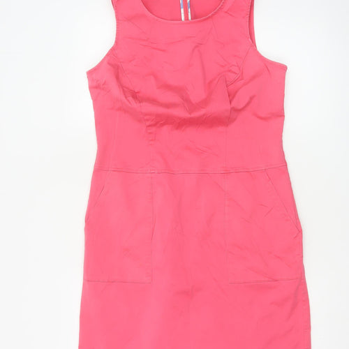 Boden Women Pink Cotton Shift Dress Size 12 Sleeveless Knee Length