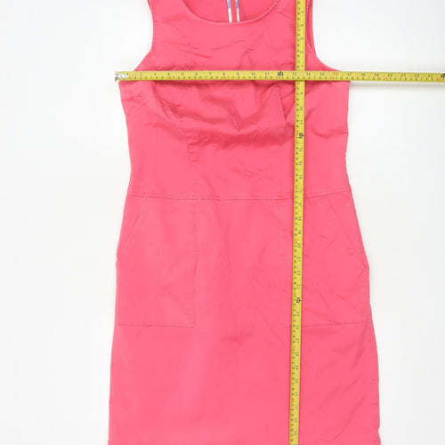 Boden Women Pink Cotton Shift Dress Size 12 Sleeveless Knee Length
