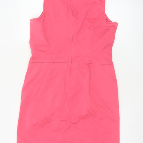 Boden Women Pink Cotton Shift Dress Size 12 Sleeveless Knee Length