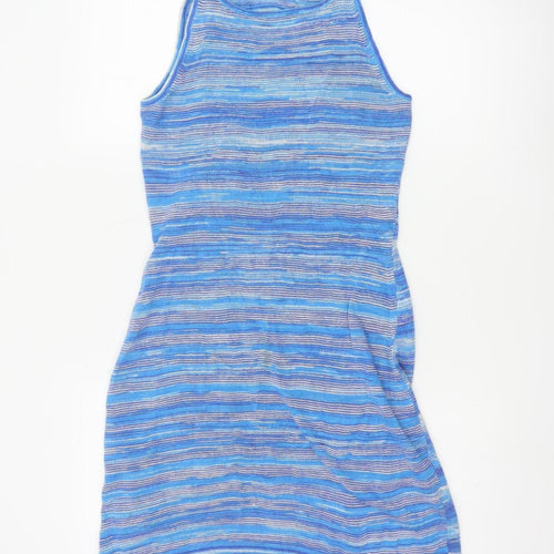 & Other Stories Womens Blue Striped Tank Dress Size S Sleeveless Knit Cotton Linen