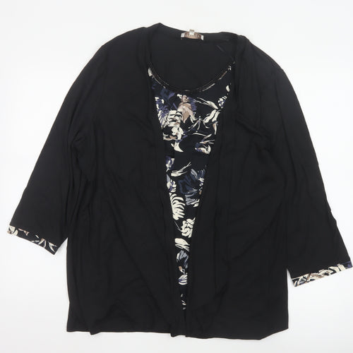 Debenhams Women’s Black Floral Beaded Tunic Blouse Size 20