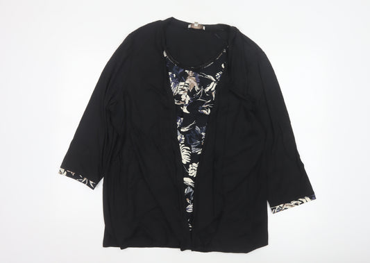 Debenhams Women’s Black Floral Beaded Tunic Blouse Size 20