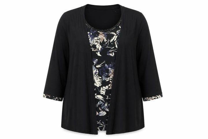 Debenhams Women’s Black Floral Beaded Tunic Blouse Size 20