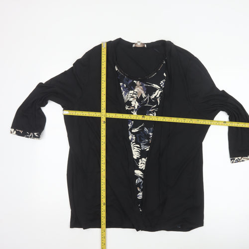 Debenhams Women’s Black Floral Beaded Tunic Blouse Size 20