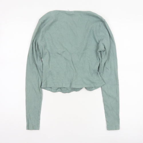 ASOS Design Women’s Green Wrap Ribbed Long Sleeve Blouse Size 16