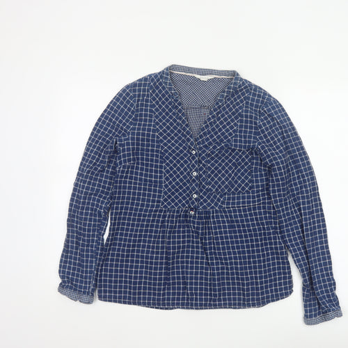 White Stuff Women’s Blue Check Cotton Tunic Blouse UK 10