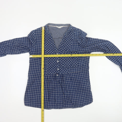 White Stuff Women’s Blue Check Cotton Tunic Blouse UK 10