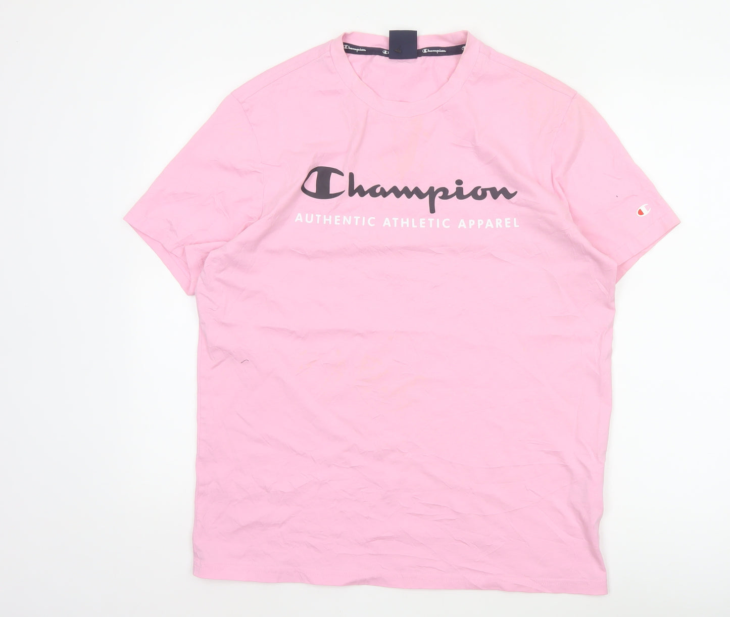 Champion Men's Pink Graphic Logo T-Shirt Size L Regular Fit