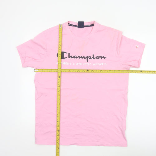 Champion Men's Pink Graphic Logo T-Shirt Size L Regular Fit