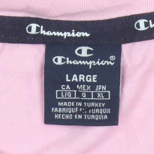 Champion Men's Pink Graphic Logo T-Shirt Size L Regular Fit