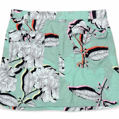 Next Womens Green Floral A-Line Linen Skirt Size 16