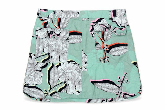 Next Womens Green Floral A-Line Linen Skirt Size 16