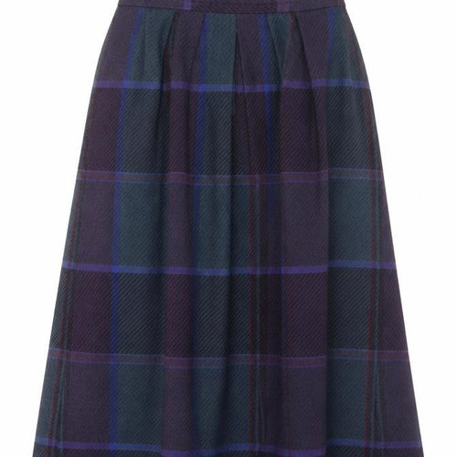 Viyella Women’s Purple Wool Plaid Midi A-Line Skirt Size 14