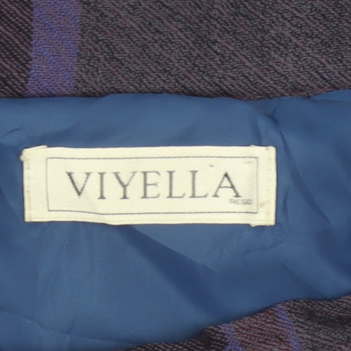 Viyella Women’s Purple Wool Plaid Midi A-Line Skirt Size 14