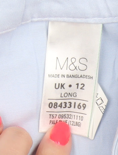 Marks and Spencer Women’s Pale Blue Cotton Stretch Trousers Size 12 Long