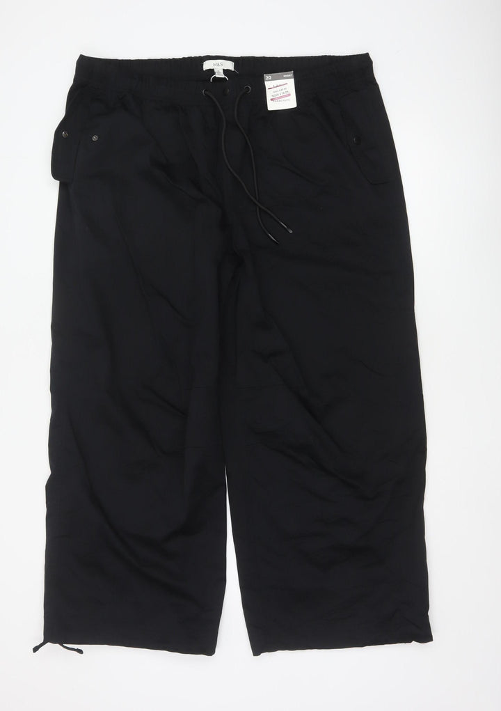 Marks and Spencer Women’s Black Cotton Cargo Trousers Size 20 Short