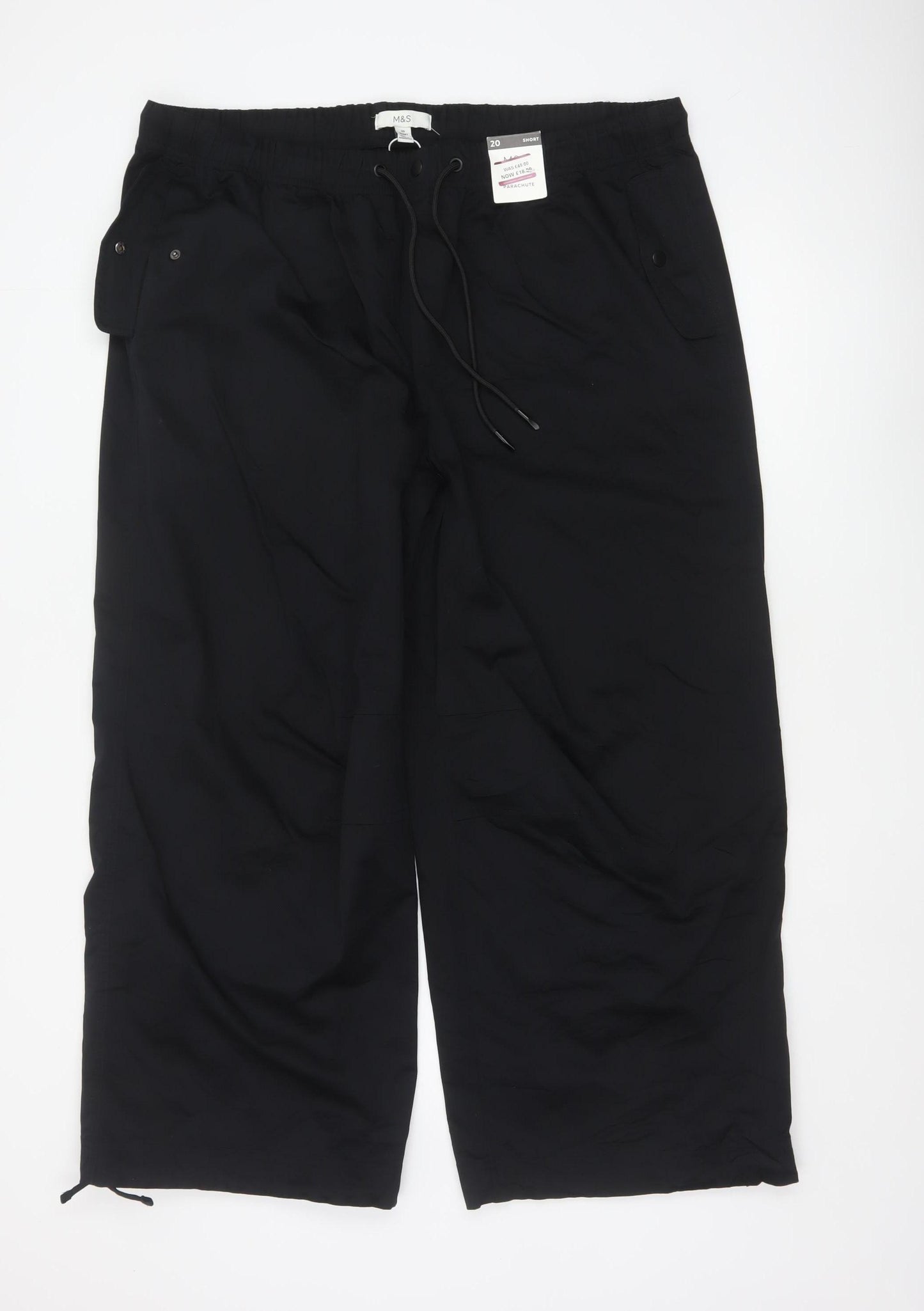 Marks and Spencer Women’s Black Cotton Cargo Trousers Size 20 Short