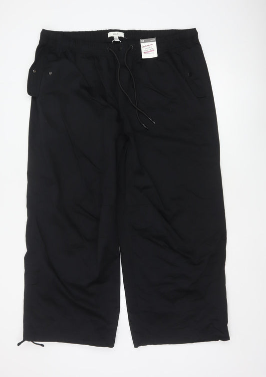 Marks and Spencer Women’s Black Cotton Cargo Trousers Size 20 Short