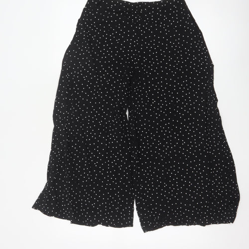 New Look Women's Black Polka Dot Wide-Leg Trousers Size 10