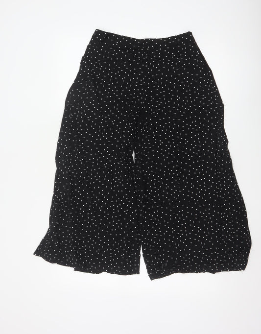 New Look Women's Black Polka Dot Wide-Leg Trousers Size 10