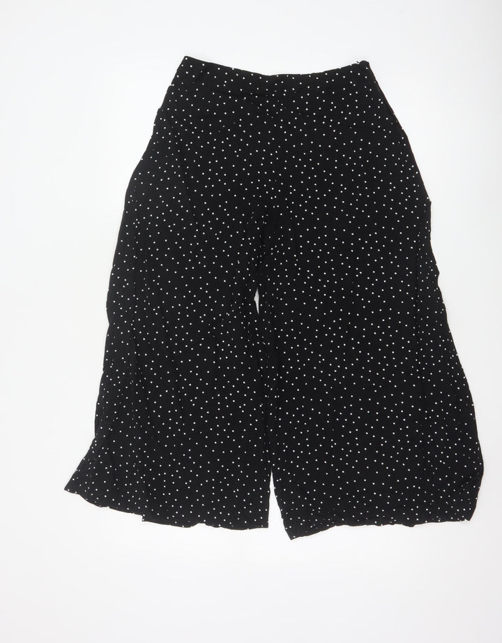 New Look Women's Black Polka Dot Wide-Leg Trousers Size 10