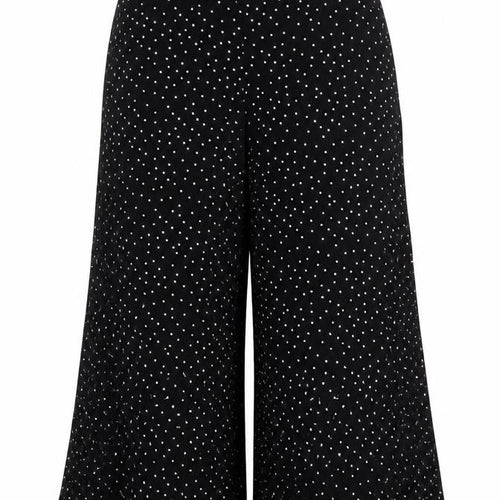 New Look Women's Black Polka Dot Wide-Leg Trousers Size 10