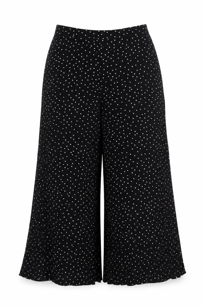New Look Women's Black Polka Dot Wide-Leg Trousers Size 10
