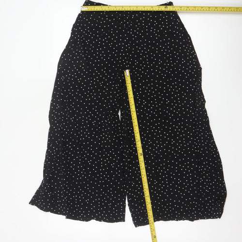 New Look Women's Black Polka Dot Wide-Leg Trousers Size 10