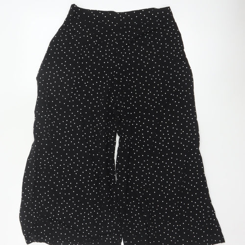 New Look Women's Black Polka Dot Wide-Leg Trousers Size 10