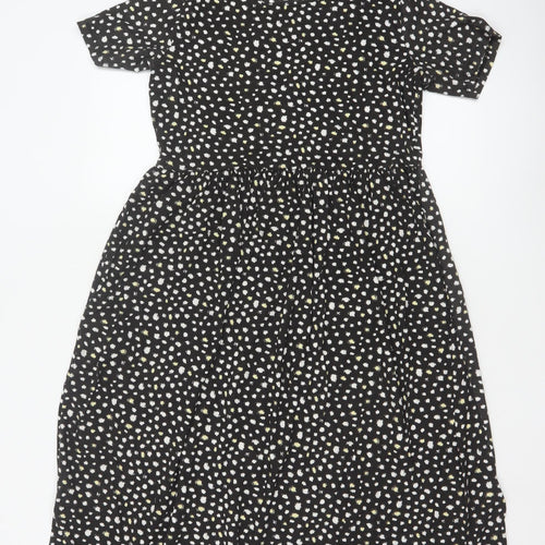 Wednesday's Girl Women's Black Floral A-Line Midi Dress Size S