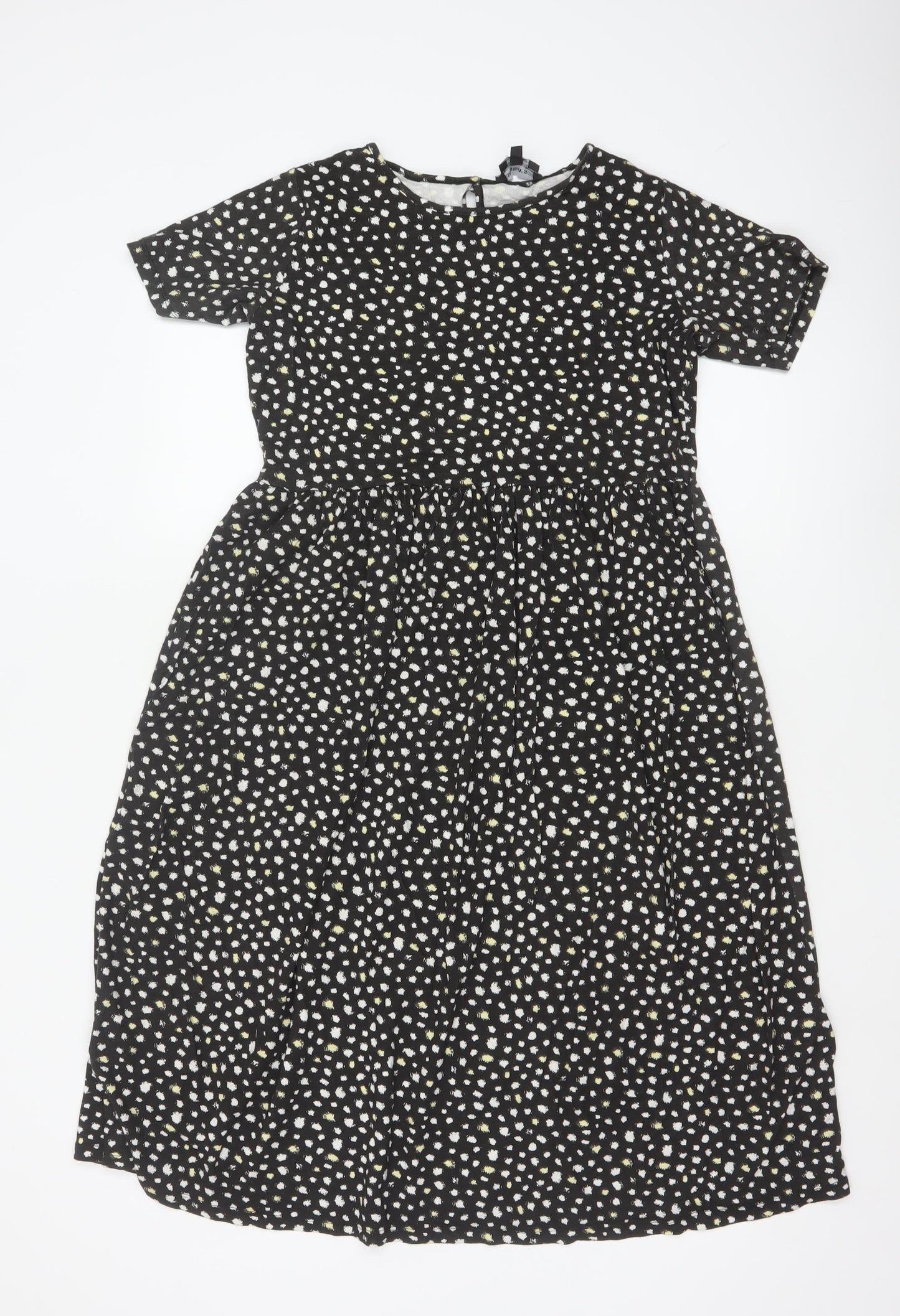 Wednesday's Girl Women's Black Floral A-Line Midi Dress Size S