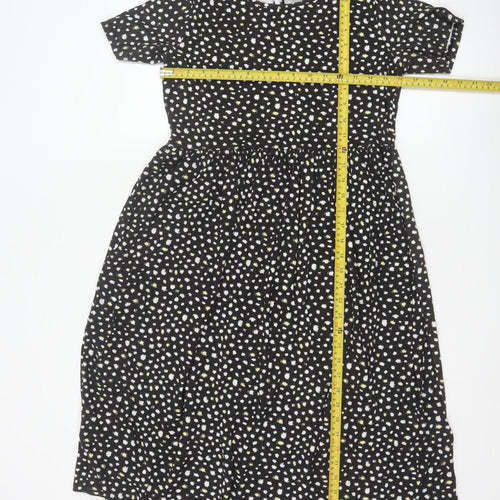Wednesday's Girl Women's Black Floral A-Line Midi Dress Size S