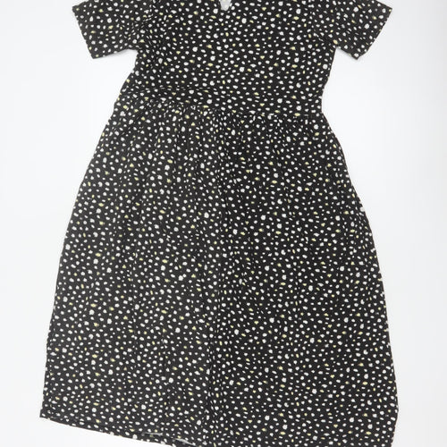 Wednesday's Girl Women's Black Floral A-Line Midi Dress Size S