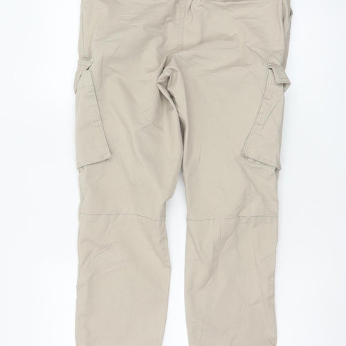 Denim Co Mens Beige Cargo Jogger Trousers S Regular Fit Elastic Waist