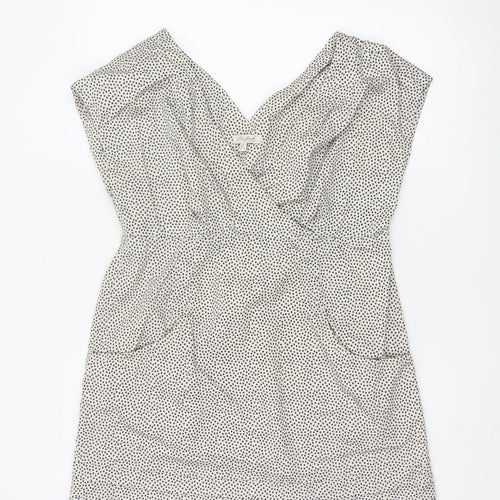 Joules Women White Polka Dot Cotton Sleeveless V-Neck Wrap Dress Size 14