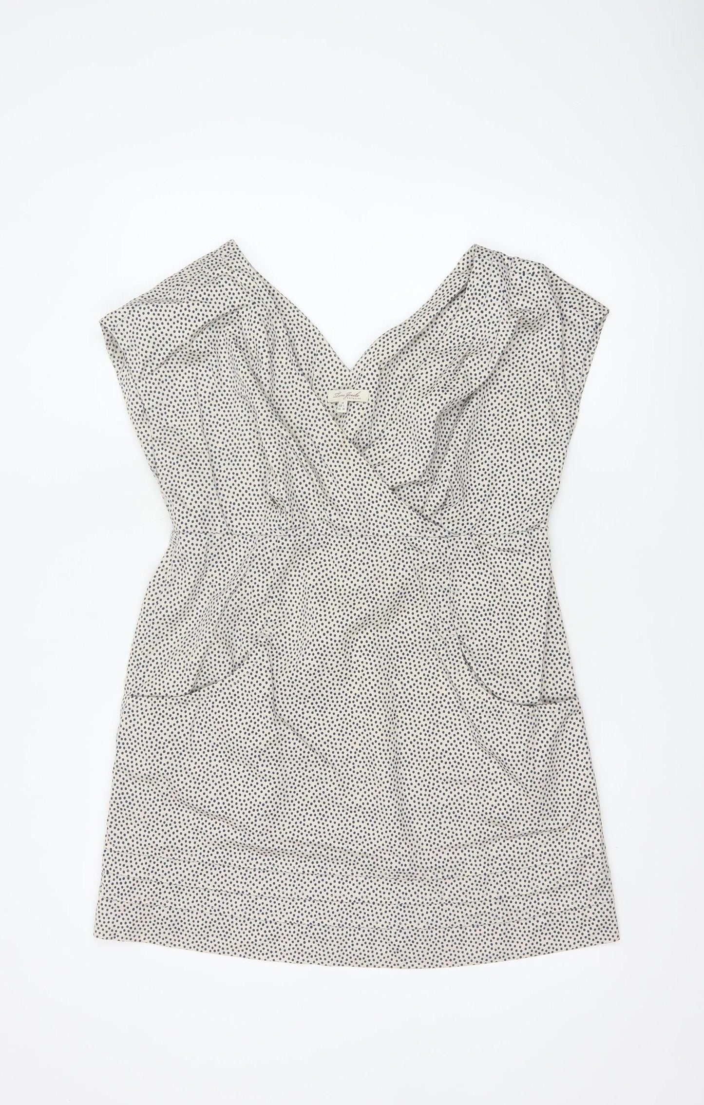 Joules Women White Polka Dot Cotton Sleeveless V-Neck Wrap Dress Size 14