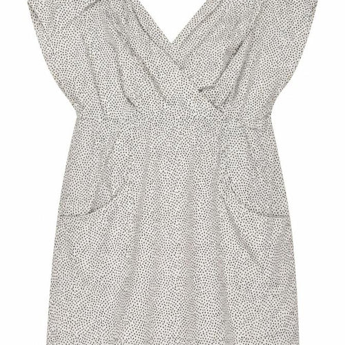 Joules Women White Polka Dot Cotton Sleeveless V-Neck Wrap Dress Size 14
