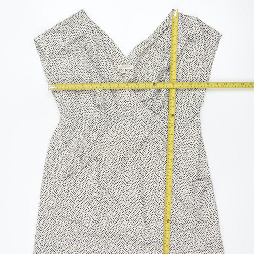 Joules Women White Polka Dot Cotton Sleeveless V-Neck Wrap Dress Size 14