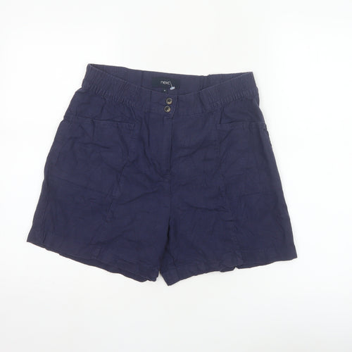 Next Women Blue Linen Blend Chino Shorts Size 10