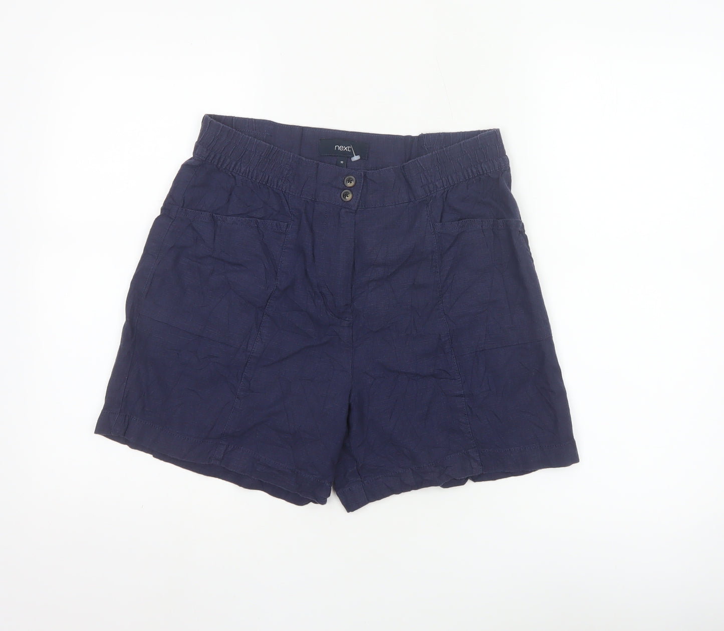 Next Women Blue Linen Blend Chino Shorts Size 10