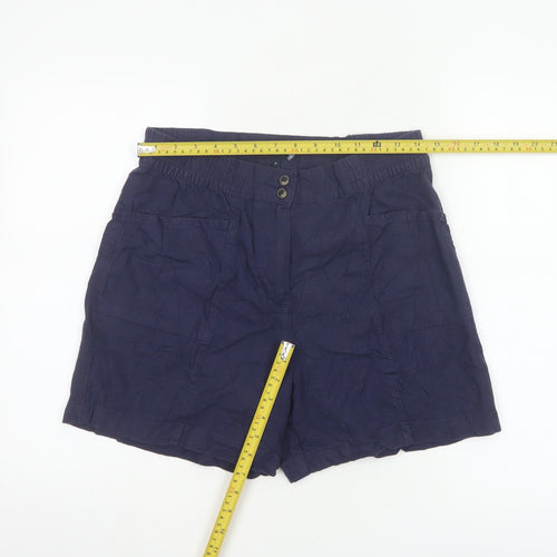 Next Women Blue Linen Blend Chino Shorts Size 10