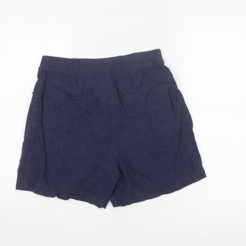 Next Women Blue Linen Blend Chino Shorts Size 10